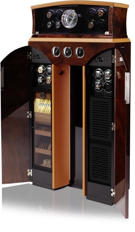 Buben-Zorweg PYTHON CONNOISSEUR HIFI Включает в себя подзавод часов, часы, хьюмидор, систему Hi-Fi и метеостанцию. 