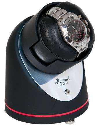 Арт. W360. Шкатулка для подзавода 1-х часов. Rubber Pod Chrome. Rapport London. Сделано в Великобритании.