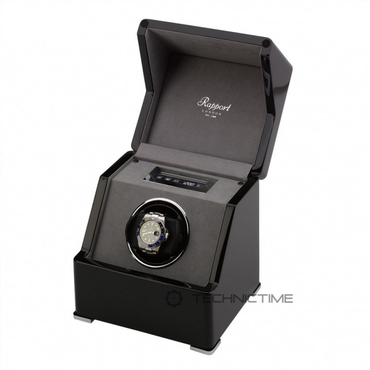 Арт. W571. Шкатулка для подзавода 1-х часов. PERPETUA III POLISHED EBONY FINISH. Rapport London. Сделано в Великобритании.