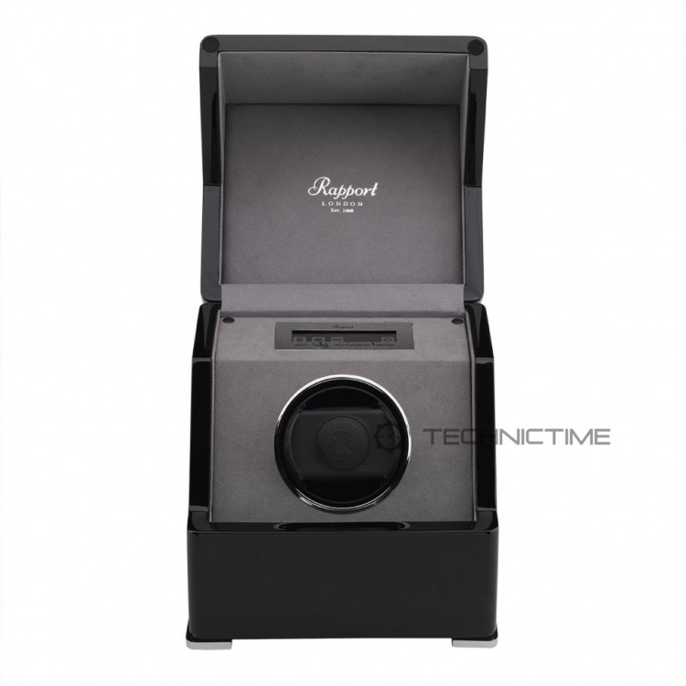 Арт. W571. Шкатулка для подзавода 1-х часов. PERPETUA III POLISHED EBONY FINISH. Rapport London. Сделано в Великобритании.