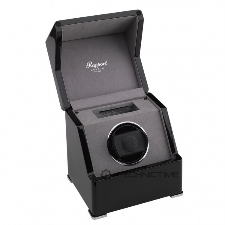 Арт. W571. Шкатулка для подзавода 1-х часов. PERPETUA III POLISHED EBONY FINISH. Rapport London. Сделано в Великобритании.