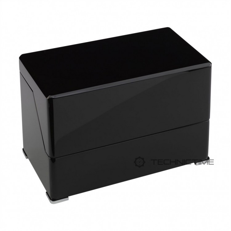 Арт. W572. Шкатулка для подзавода 2-х часов. PERPETUA III POLISHED EBONY FINISH. Rapport London. Сделано в Великобритании.