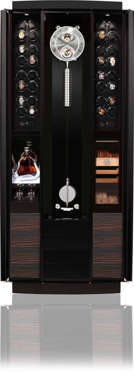Buben-Zorweg GRANDE PRÉCISION CONNOISSEUR. Включает в себя систему подзавода часов, напольные часы и хьюмидор. 