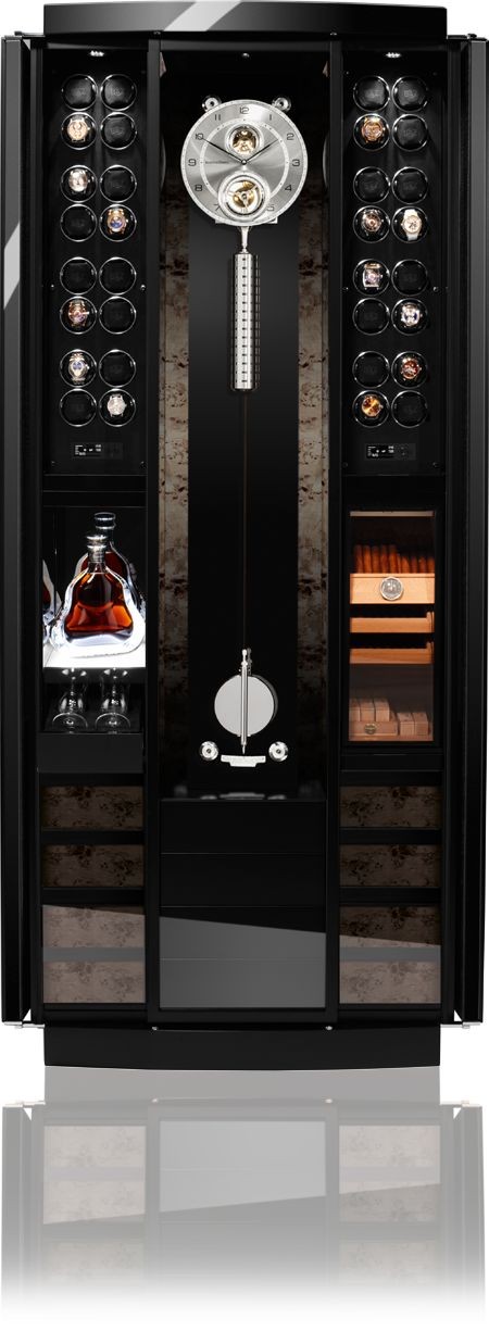 Buben-Zorweg GRANDE PRÉCISION CONNOISSEUR. Включает в себя систему подзавода часов, напольные часы и хьюмидор. 