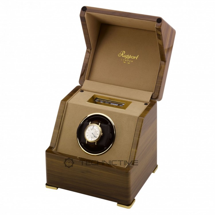Арт. W581. Шкатулка для подзавода 1-х часов. PERPETUA III WALNUT FINISH. Rapport London. Сделано в Великобритании.