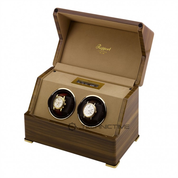 Арт. W582. Шкатулка для подзавода 2-х часов. PERPETUA III WALNUT FINISH. Rapport London. Сделано в Великобритании.