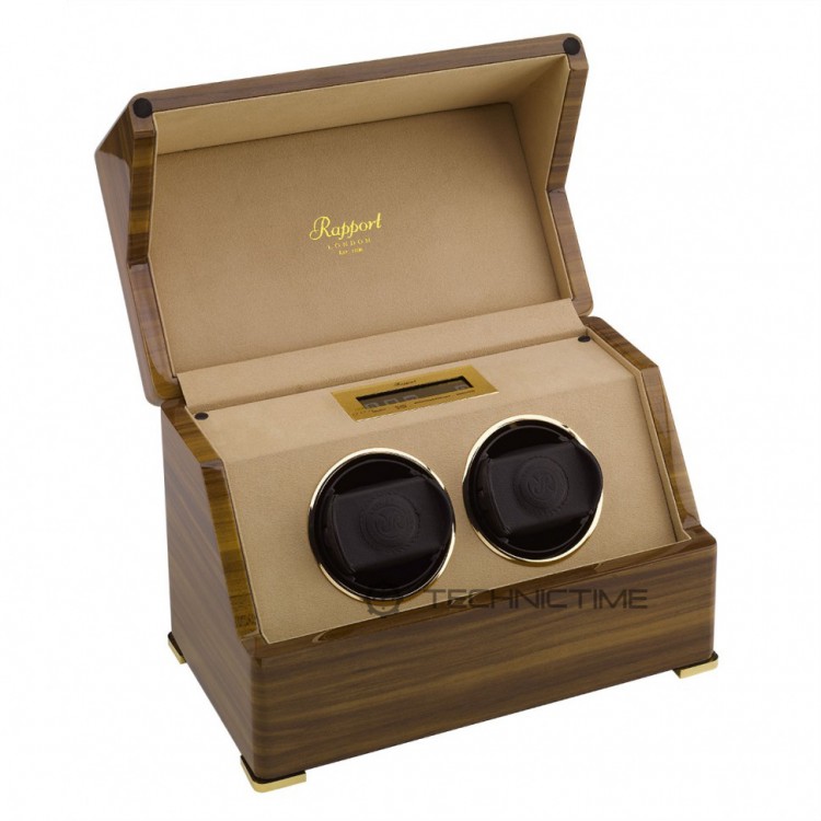 Арт. W582. Шкатулка для подзавода 2-х часов. PERPETUA III WALNUT FINISH. Rapport London. Сделано в Великобритании.