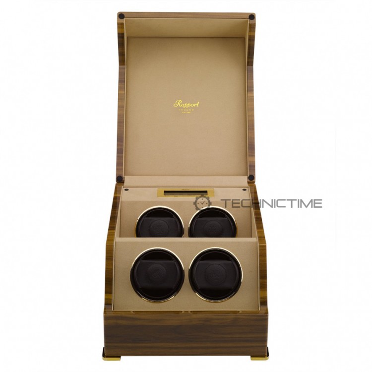 Арт. W584. Шкатулка для подзавода 4-х часов. PERPETUA III WALNUT FINISH. Rapport London. Сделано в Великобритании.