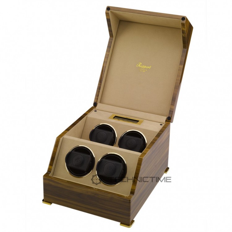 Арт. W584. Шкатулка для подзавода 4-х часов. PERPETUA III WALNUT FINISH. Rapport London. Сделано в Великобритании.