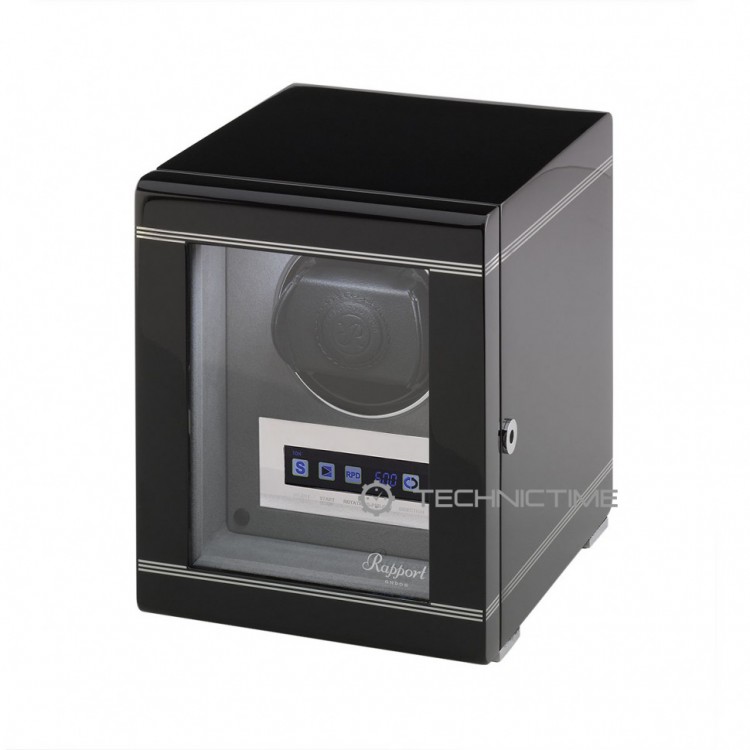 Арт. W551. Шкатулка для подзавода 1-х часов. FORMULA RANGE POLISHED EBONY FINISH. Rapport London. Сделано в Великобритании.