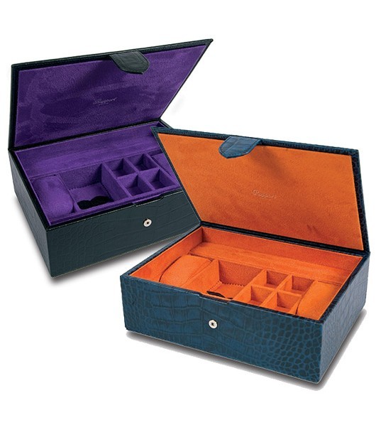 Арт. L250 - черная и L251- синяя. Шкатулка для 2-х часов и украшений. MID-SIZED JEWELLERY BOXES. Rapport London (Англия). 