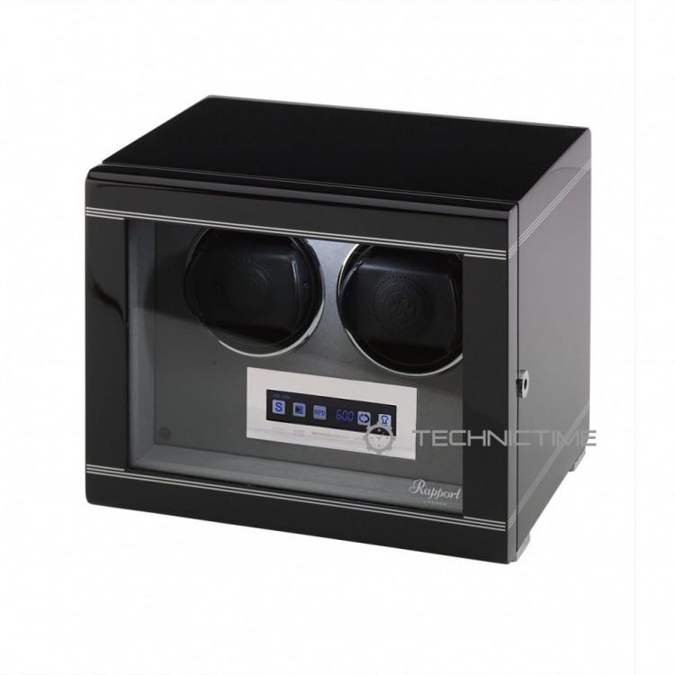 Арт. W552. Шкатулка для подзавода 2-х часов. FORMULA RANGE POLISHED EBONY FINISH. Rapport London. Сделано в Великобритании.