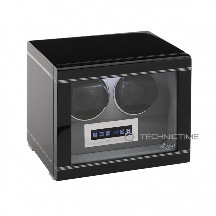 Арт. W552. Шкатулка для подзавода 2-х часов. FORMULA RANGE POLISHED EBONY FINISH. Rapport London. Сделано в Великобритании.