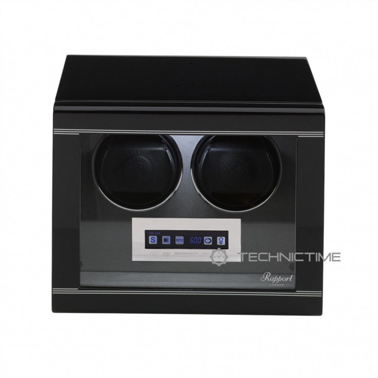 Арт. W552. Шкатулка для подзавода 2-х часов. FORMULA RANGE POLISHED EBONY FINISH. Rapport London. Сделано в Великобритании.