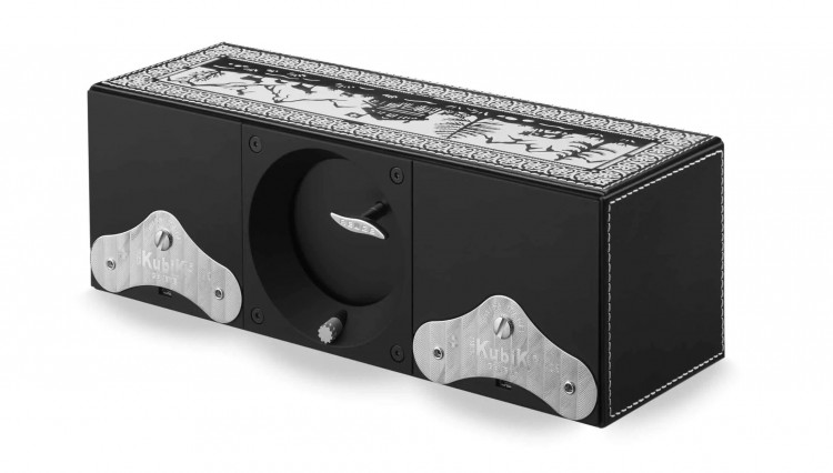 Multiple collection. REUGE – Triple black leather/white stitches. Бокс для 2-х часов с автоподзаводом. Swiss Kubik, Швейцария.