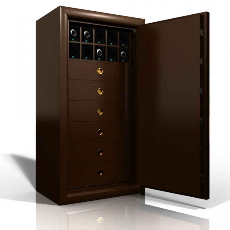 Сейф для подзавода 10-ти часов + 6 отделений для хранения. Швейцарский механизм. Взломостойкость 3-й класс.  