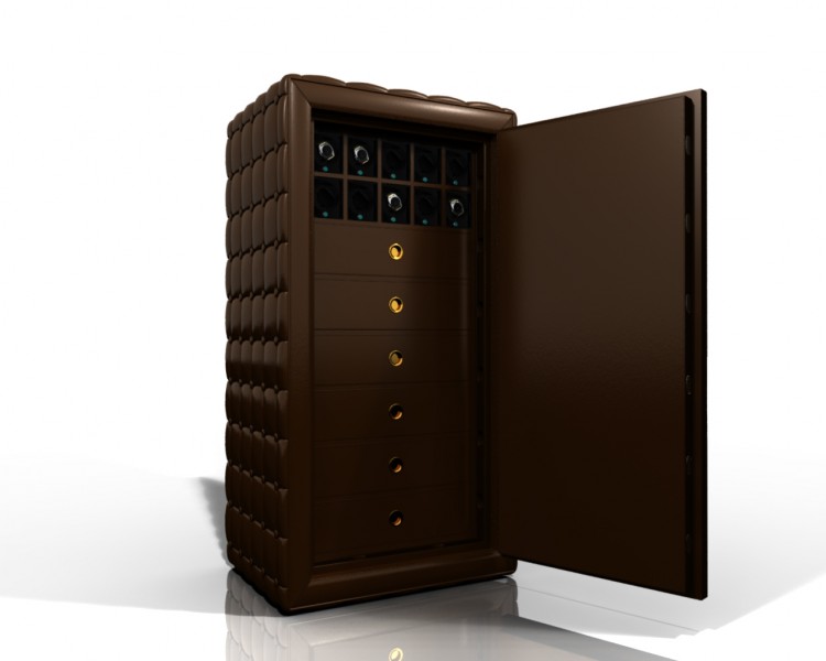 Сейф для подзавода 10-ти часов + 6 отделений для хранения. Швейцарский механизм. Взломостойкость 3-й класс.  