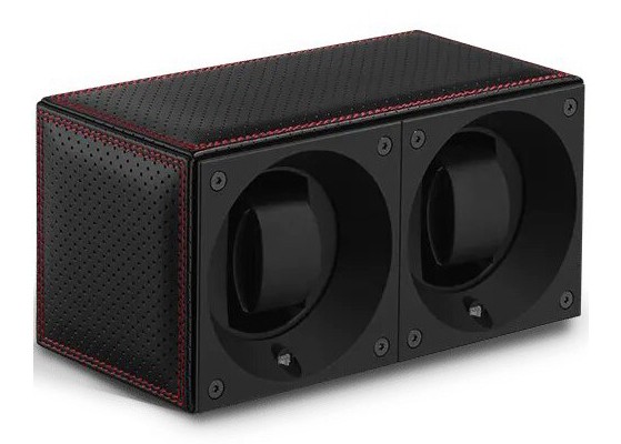 Masterbox collection. Racing collection – Stitched Black Leather & Red Double Stitches Duo. Бокс для 2-х часов с автоподзаводом. Swiss Kubik, Швейцария.